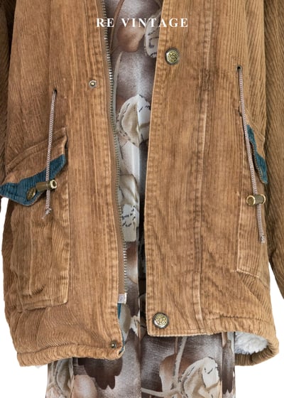 Tobacco Brown 燈芯絨綠拼接夾克外套10