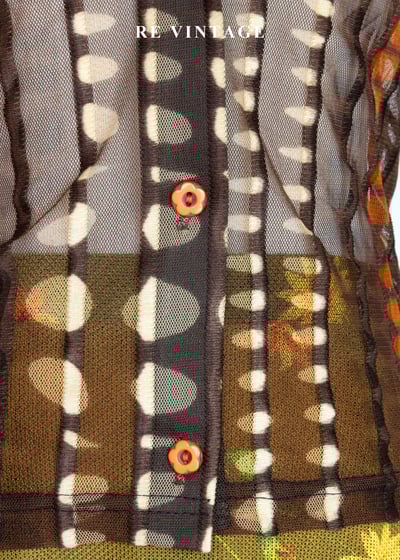 深棕橘子色圓點線條透膚上衣4