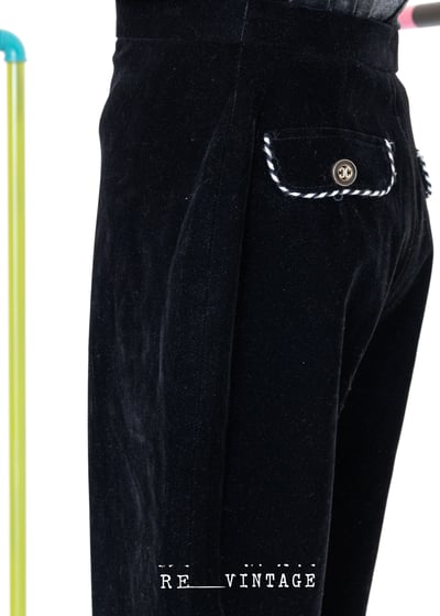 高腰黑白交錯絨布硬挺長褲7