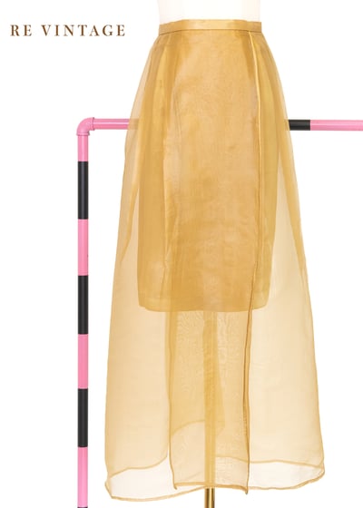 奶黃金莎色交疊網紗長裙（26"）1