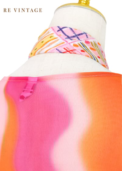 『歐洲寶貝』Fuchsia- Orange Wavy 透膚長洋裝10