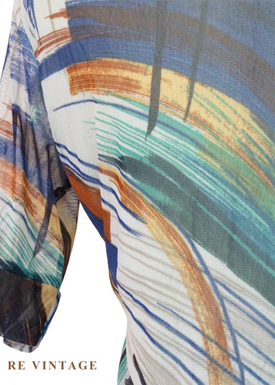 孔雀藍雜訊抽象藝術上衣9