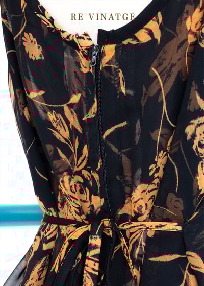 橘子花茶黑色雪紡細肩長洋裝10