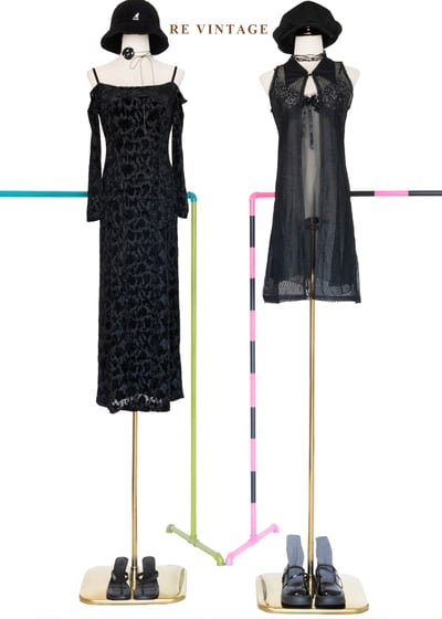 Splash 剪影露肩黑絨長洋裝2