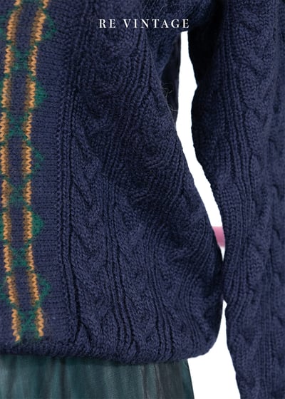 書生學院派深藍色魚骨紋針織外套11