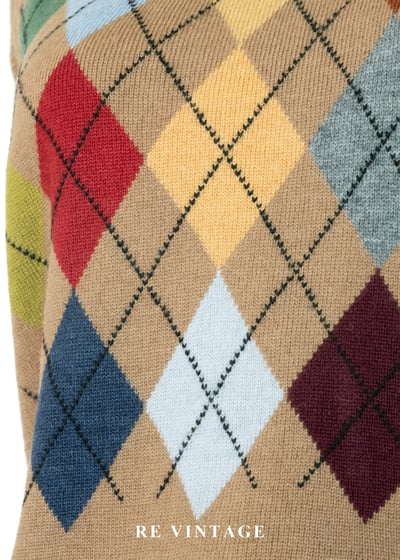 彩紅菱格學院筆記毛線背心5