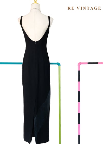 Minimalism 螺旋拼接線條美背細肩長洋裝10