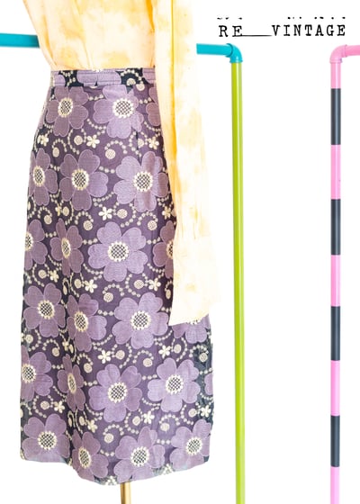 藕色小花排排站中長裙2