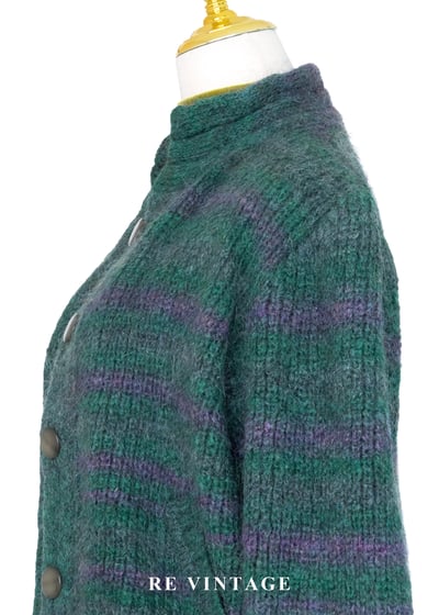 可愛的綠紫色條紋針織外套9