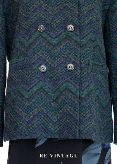 孔雀綠復古鋸齒紋雙排釦西裝外套4