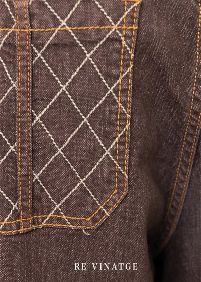 紅棕色漂亮網狀壓線牛仔長褲（30"）14