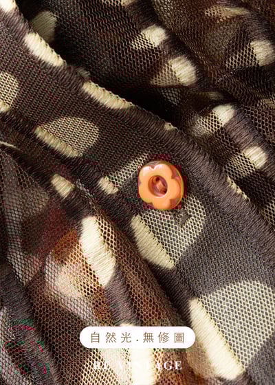 深棕橘子色圓點線條透膚上衣14