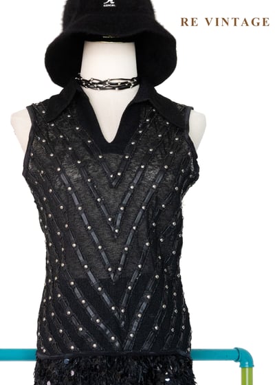 銀光微光脈絡黑系背心1