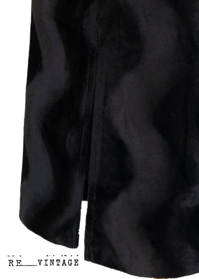 波波紋黑色絨布中長裙（25"）5