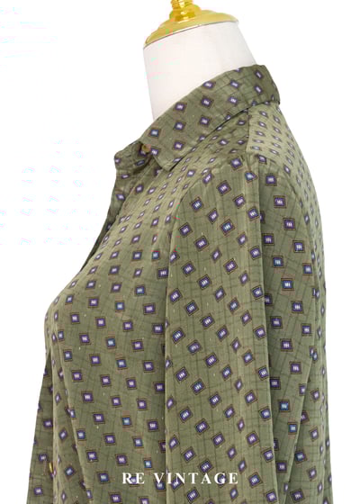 墨綠調幾何方塊輕薄襯衫8