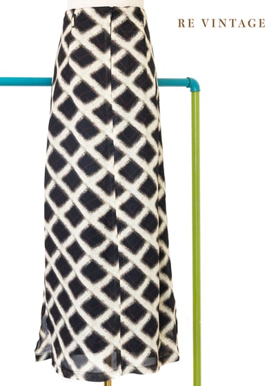 石墨方格三色線條長裙（29"）8