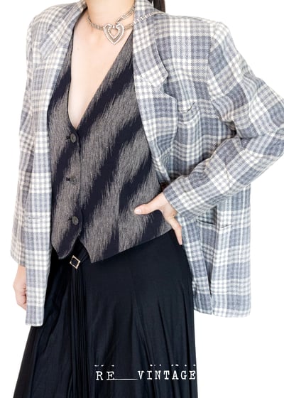 煙灰色斜紋西裝背心2