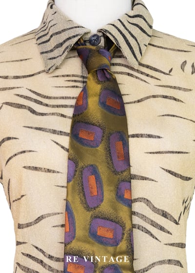 筆觸斑馬紋淡金黃網紗上衣3