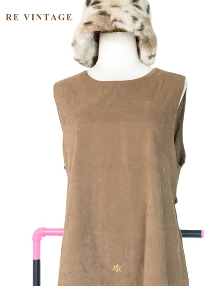 糖漬小花荷葉邊煙草色迷你洋裝4