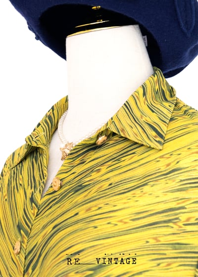 黃綠色の水波紋長袖襯衫8