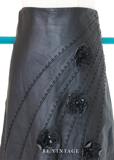 立體小花皮革美裙（26"）3