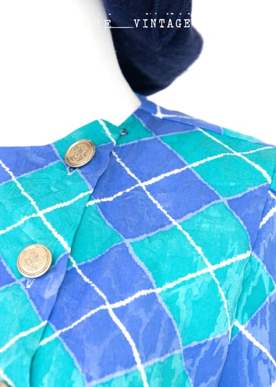 『紐約寶物』藍綠色菱格雙排釦超美上衣11