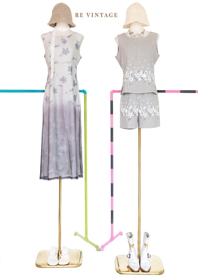 套裝背心 - 日系花卉霧灰小花背心2