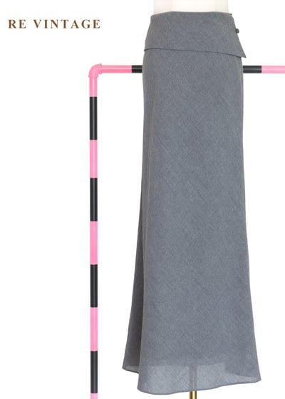 必備單品 - 翻摺簡約氣質灰色長裙（26"）1