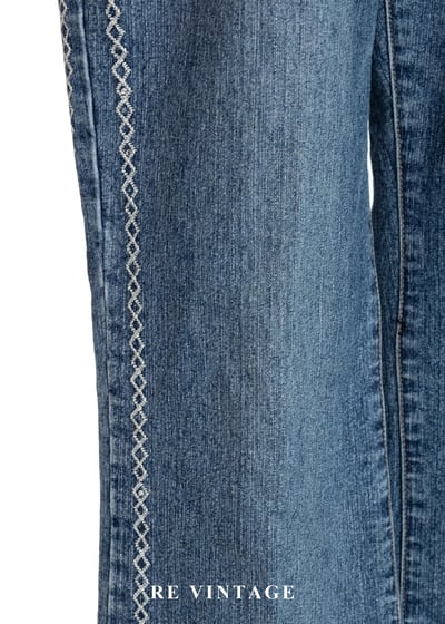 漫遊公路側邊編織圖騰牛仔褲（26"）6