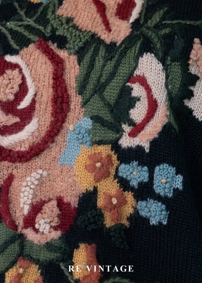 法式溫柔花束黑色針織毛衣4