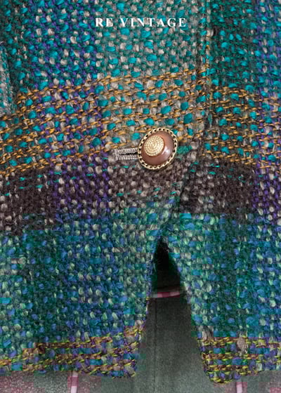 孔雀綠粗花毛呢格紋西裝外套7