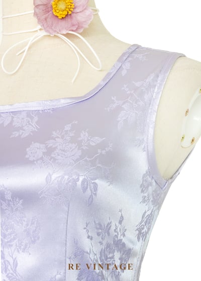 套裝背心 - 淡雅夢幻冰紫色花卉圖騰背心5