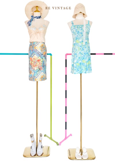 清涼薄荷藍轉動的小花細肩帶洋裝2