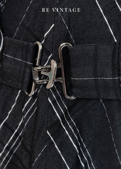 線條格紋氣質中長裙（28"）3