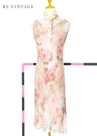 美麗佳人玫瑰豹紋氣質洋裝1