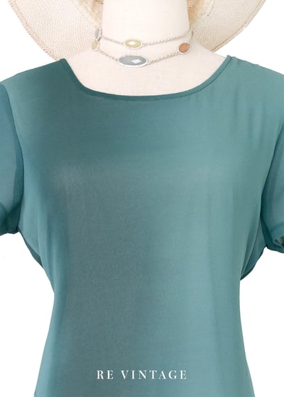 玻璃浪漸層青綠優雅長洋裝5