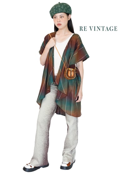 Pixelated brown 中高腰小喇叭褲6