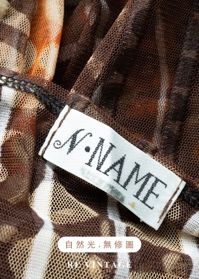 深棕橘子色圓點線條透膚上衣13