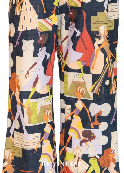 時尚插畫摩登色女伶長褲（27"）4