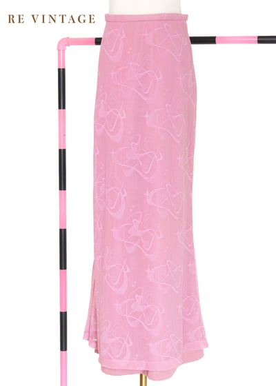 義大利製 - 芭比粉美麗的花紋印花網紗長裙（26"）6