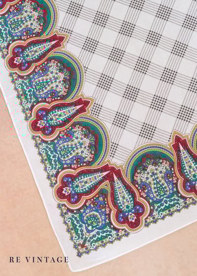  撞色菱格紋棉料小絲巾4