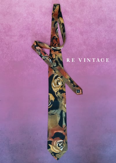 巴洛克式浪漫焦糖色玫瑰印花領帶6