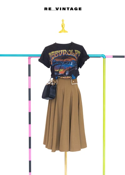 牛奶糖色刺繡小花及膝裙2