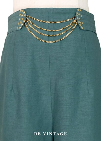 微醺孔雀綠金屬鏈高腰短褲（28"）3