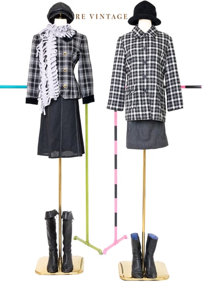 散發可愛氣質的黑灰色格紋毛料西裝外套2