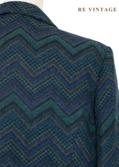 孔雀綠復古鋸齒紋雙排釦西裝外套12