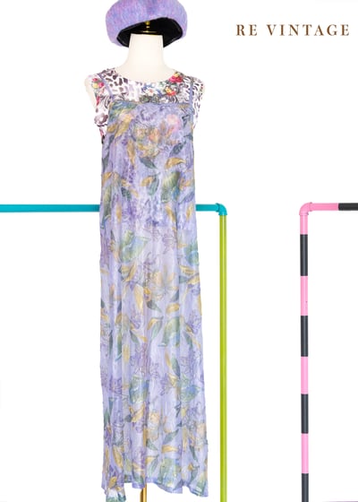 Orchid Bloom 透膚壓皺網紗細肩長洋裝1