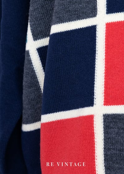 跳格子遊戲針織套頭毛衣13