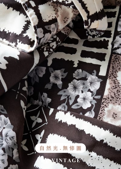 咖啡拼景 - 花草與格紋高腰長裙（26"）12