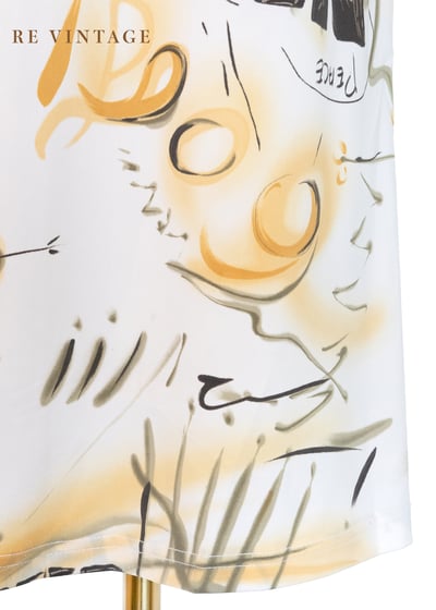 春天奶黃色手繪圖騰及膝裙（24-28"）9